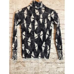 CIVIDINI Sweater Womens 42 Small Wool Made In Italy Charcoal Abstract Art Ribbed